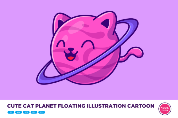 Cute Cat Planet Floating Illustration Review